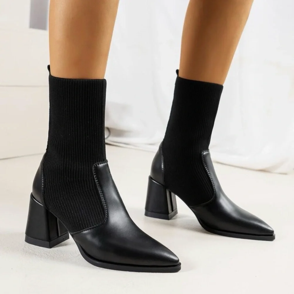 Elegant Black Women's Ankle Boots - Picture 4 of 8